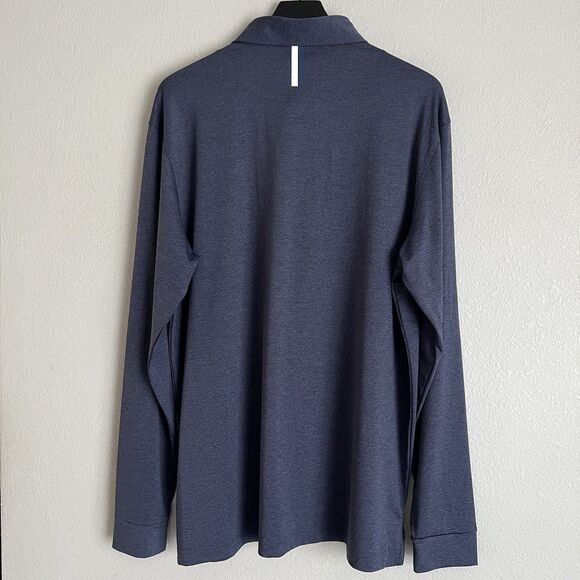 Rhoback Mens Long Sleeve Performance Polo Size XL Heather Blue - Picture 2 of 5